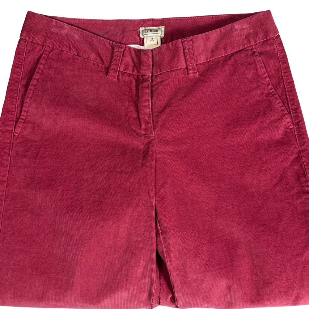 LL Bean Berry Camden Cord Trouser Wide Leg Corduroy Pants Womens 8 PET NWT